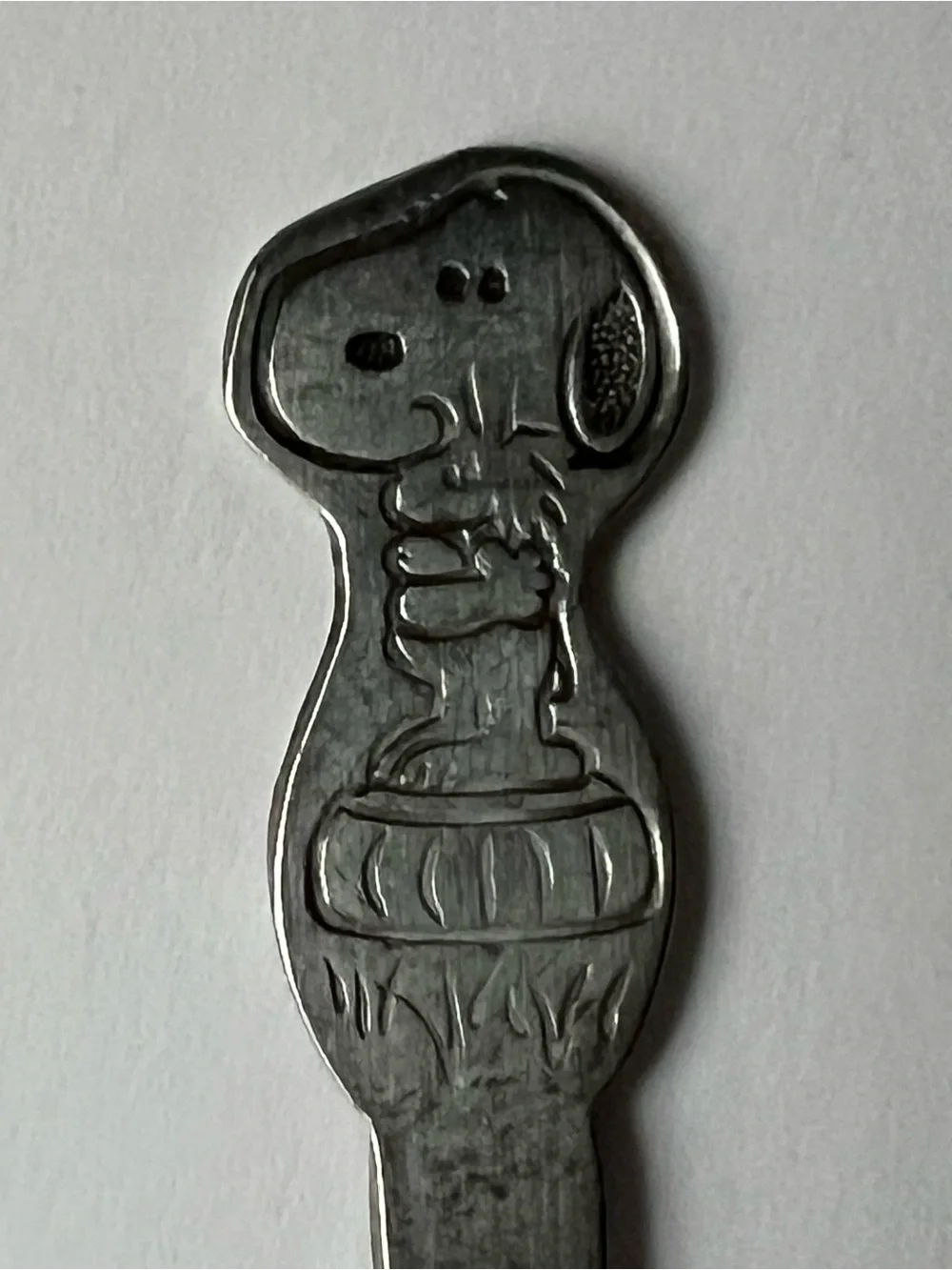 Vintage Snoopy Stainless Steel & Cream Baby Spoon